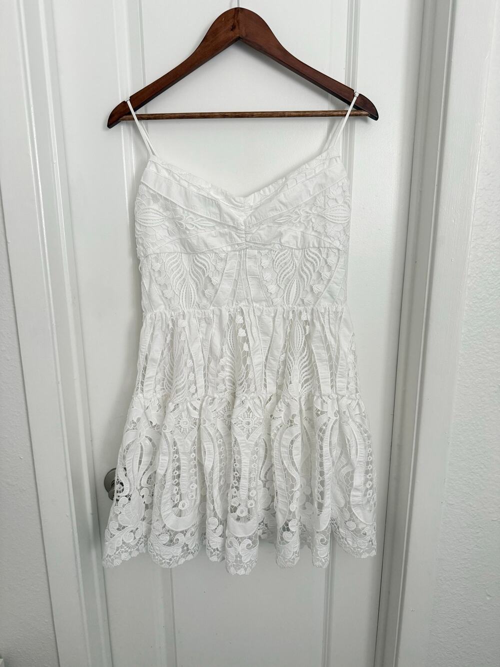 Delfi Collective White Lace Mini Bridal Classic Dress